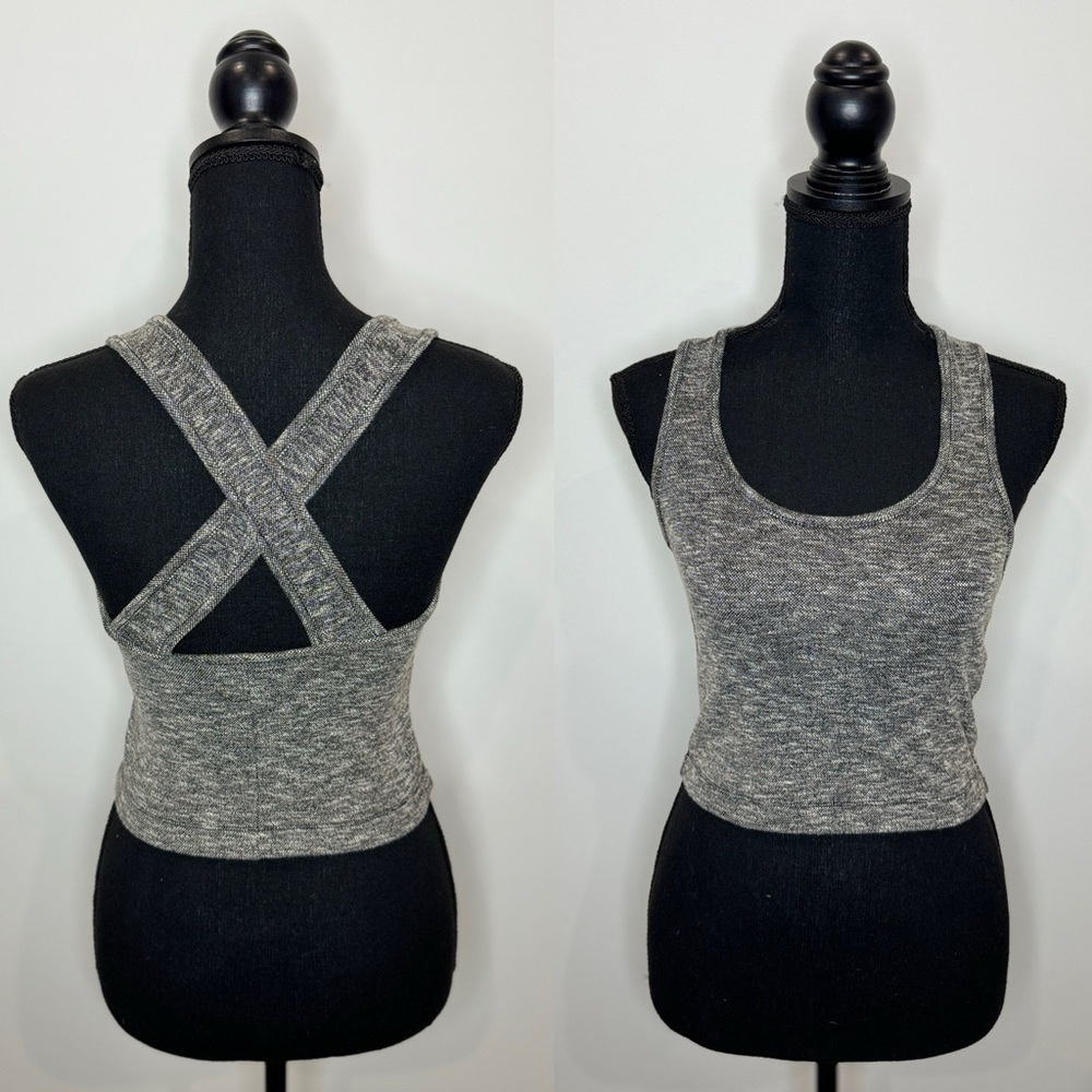 Madewell Heather Gray Racerback Crop Top (XXS)